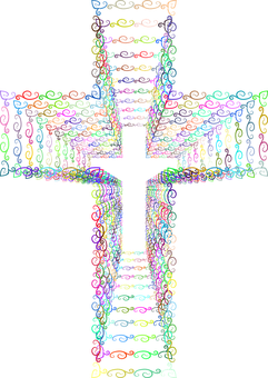 Colorful_ Abstract_ Curlicue_ Cross PNG Image