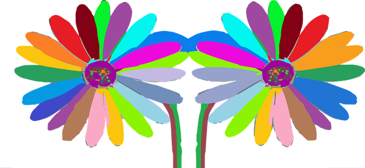 Colorful Abstract Daisies PNG Image