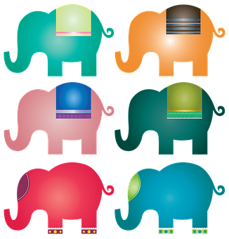 Colorful Abstract Elephant Illustrations PNG Image