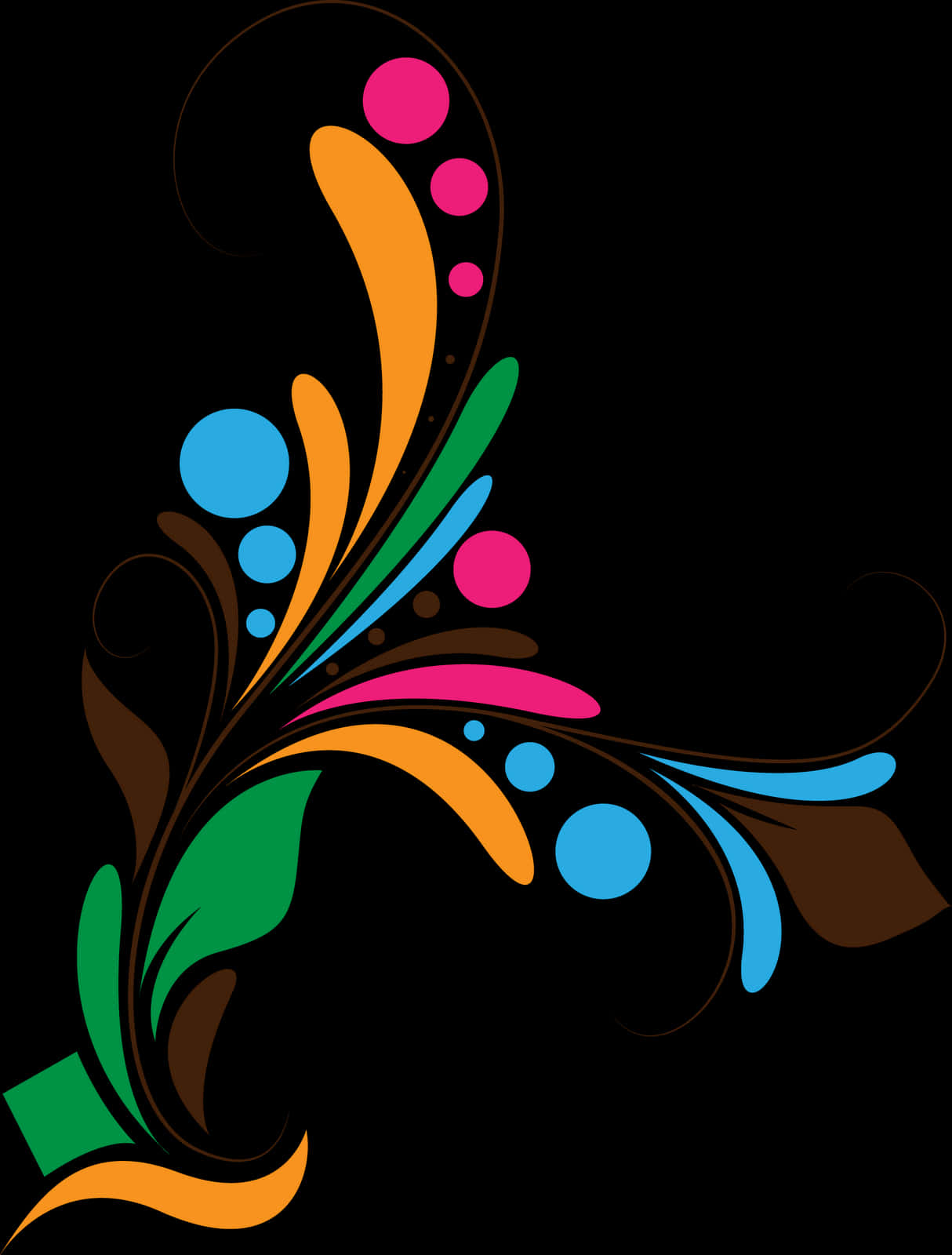 Colorful_ Abstract_ Floral_ Design PNG Image