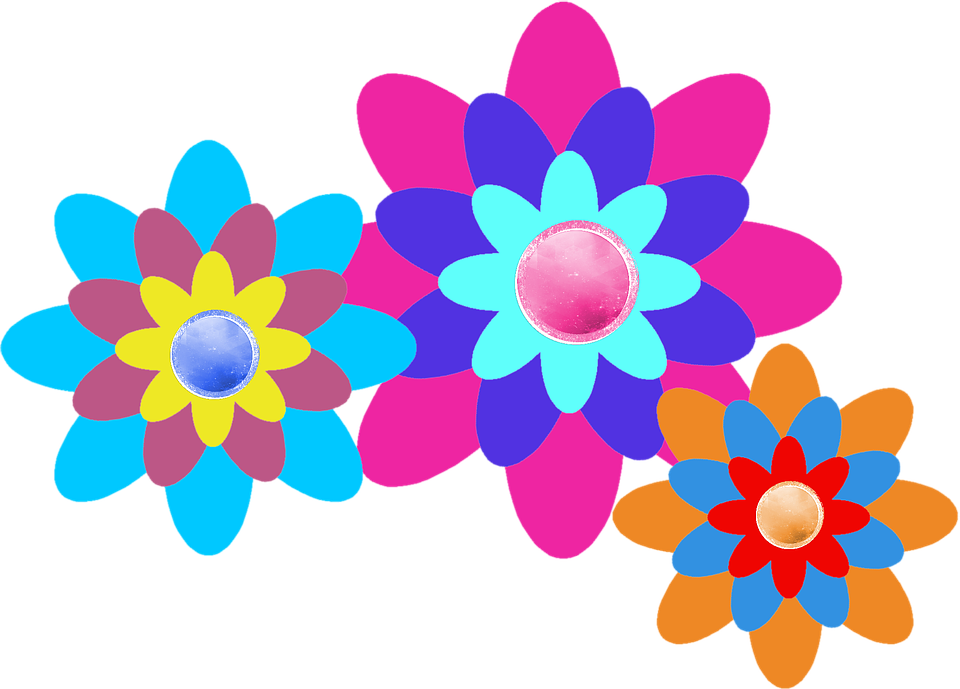 Colorful Abstract Flowers PNG Image