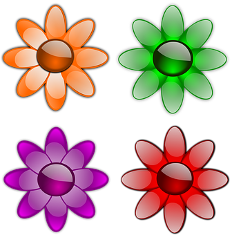 Colorful Abstract Flowers Vector PNG Image