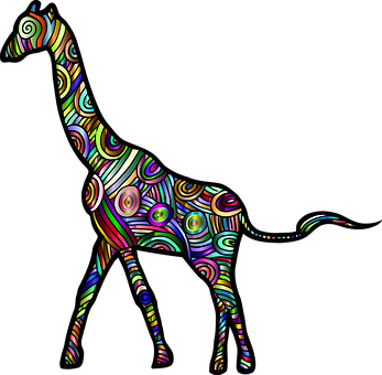 Colorful Abstract Giraffe Art PNG Image