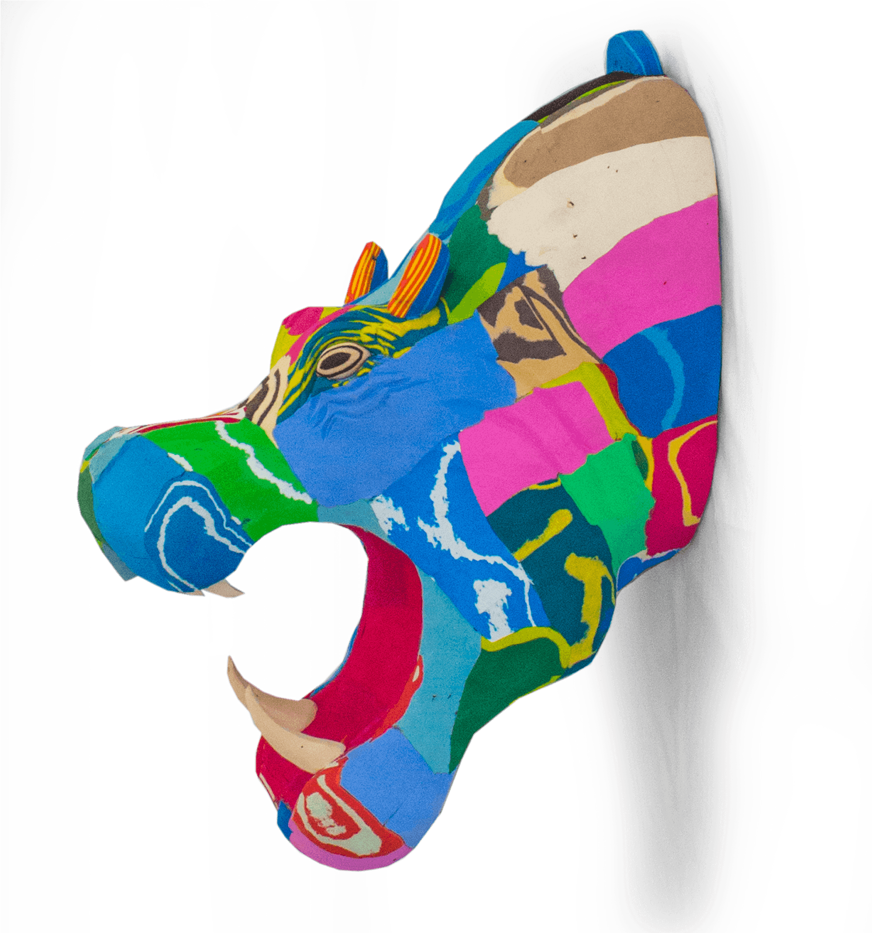 Colorful Abstract Rhino Head Wall Art PNG Image