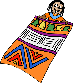 Colorful African Mat Vendor Cartoon PNG Image