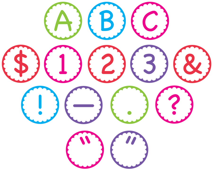 Colorful Alphabetand Symbols Stickers PNG Image