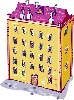 Colorful Apartment Cartoon Illustration PNG Image