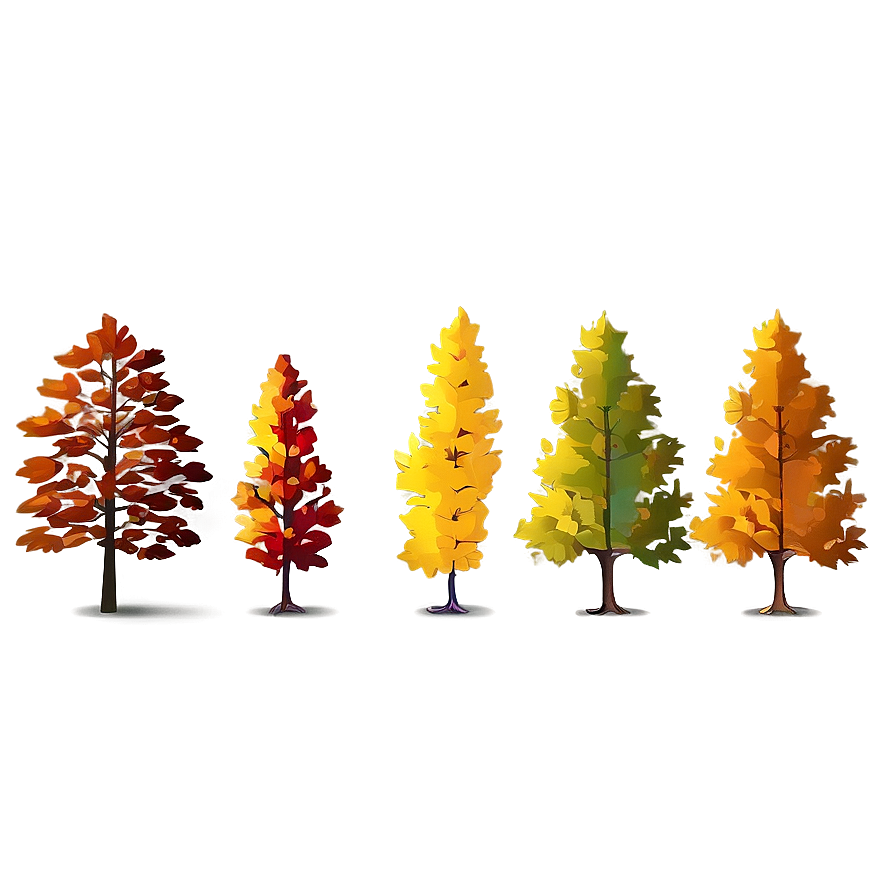 Colorful Autumn Trees Lineup Png 45 PNG Image