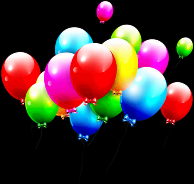 Colorful Balloonson Black Background.jpg PNG Image