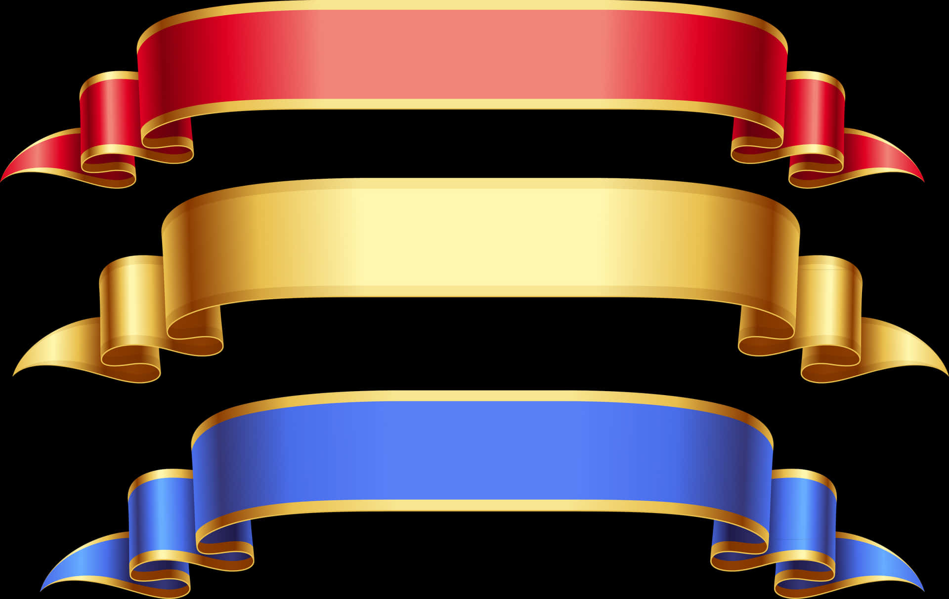 Colorful Banner Ribbons Vector PNG Image