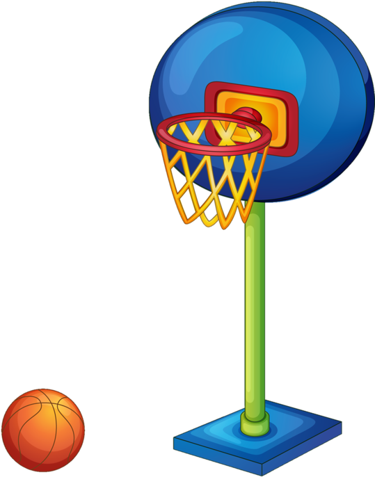 Colorful Basketball Hoopand Ball Clipart PNG Image