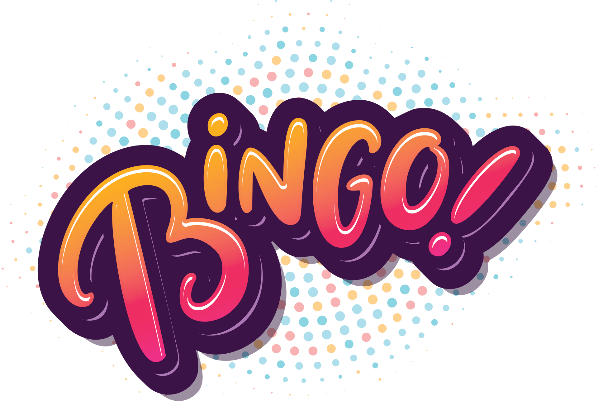 Colorful Bingo Word Art PNG Image