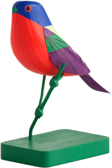 Colorful Bird Sculptureon Stand PNG Image