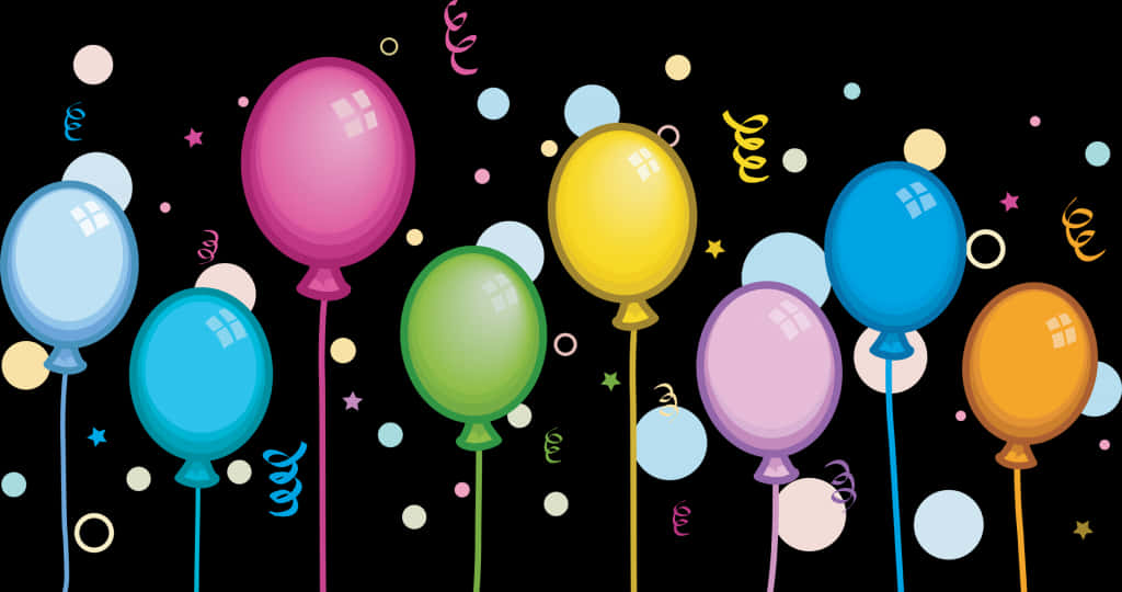 Colorful Birthday Balloons Background PNG Image