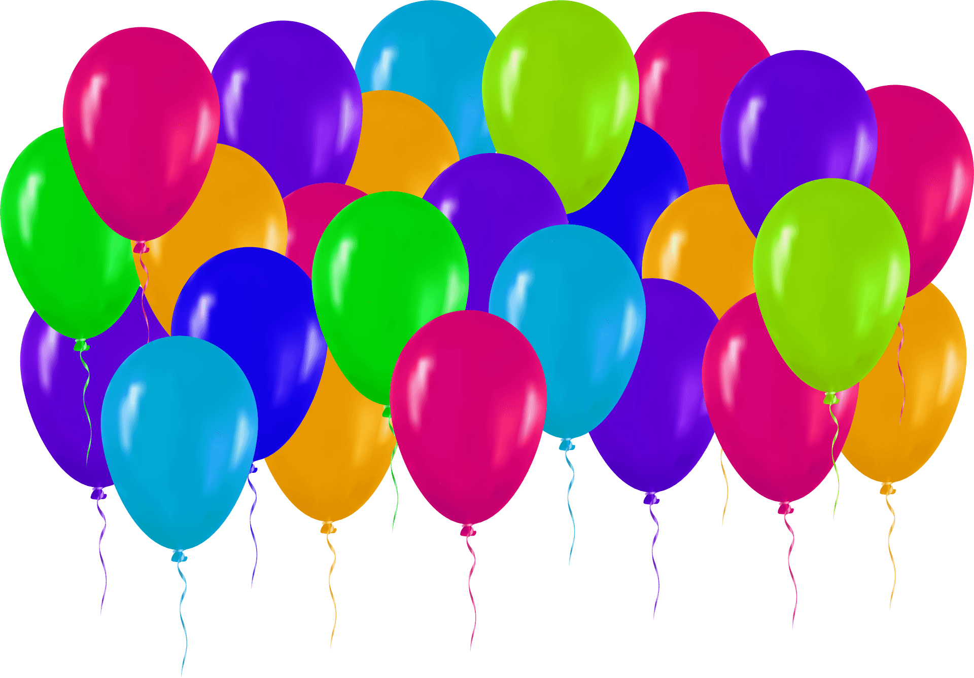 Colorful Birthday Balloons Cluster PNG Image