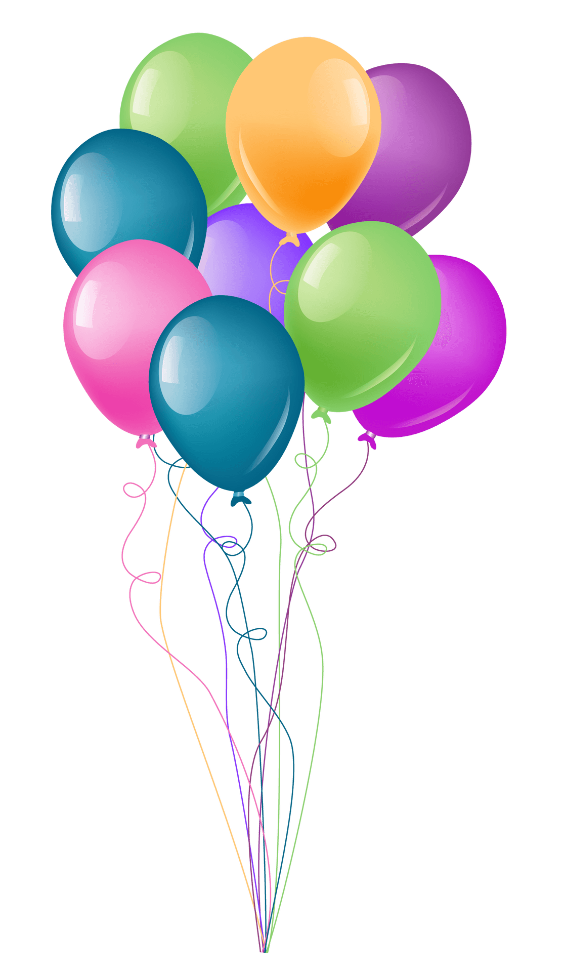 Colorful Birthday Balloons Cluster PNG Image