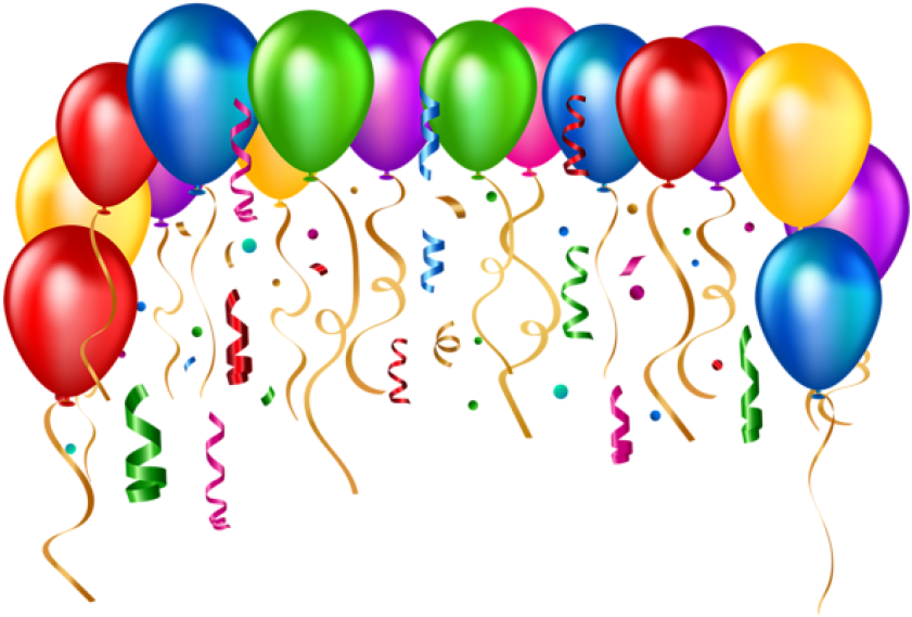 Colorful Birthday Balloonsand Confetti.png PNG Image