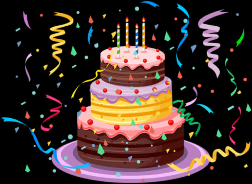 Colorful Birthday Cake Celebration PNG Image