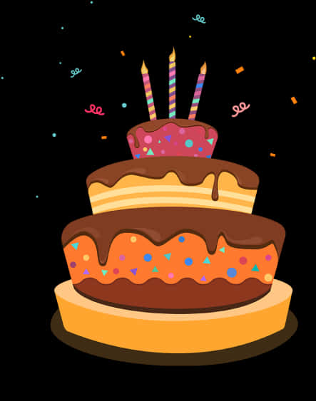 Colorful Birthday Cake Illustration PNG Image