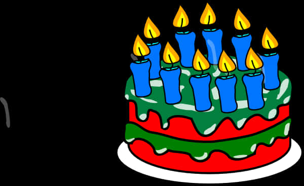 Colorful Birthday Cake Illustration PNG Image