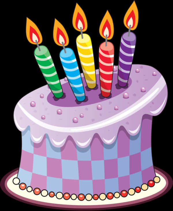 Colorful Birthday Cake Illustration PNG Image