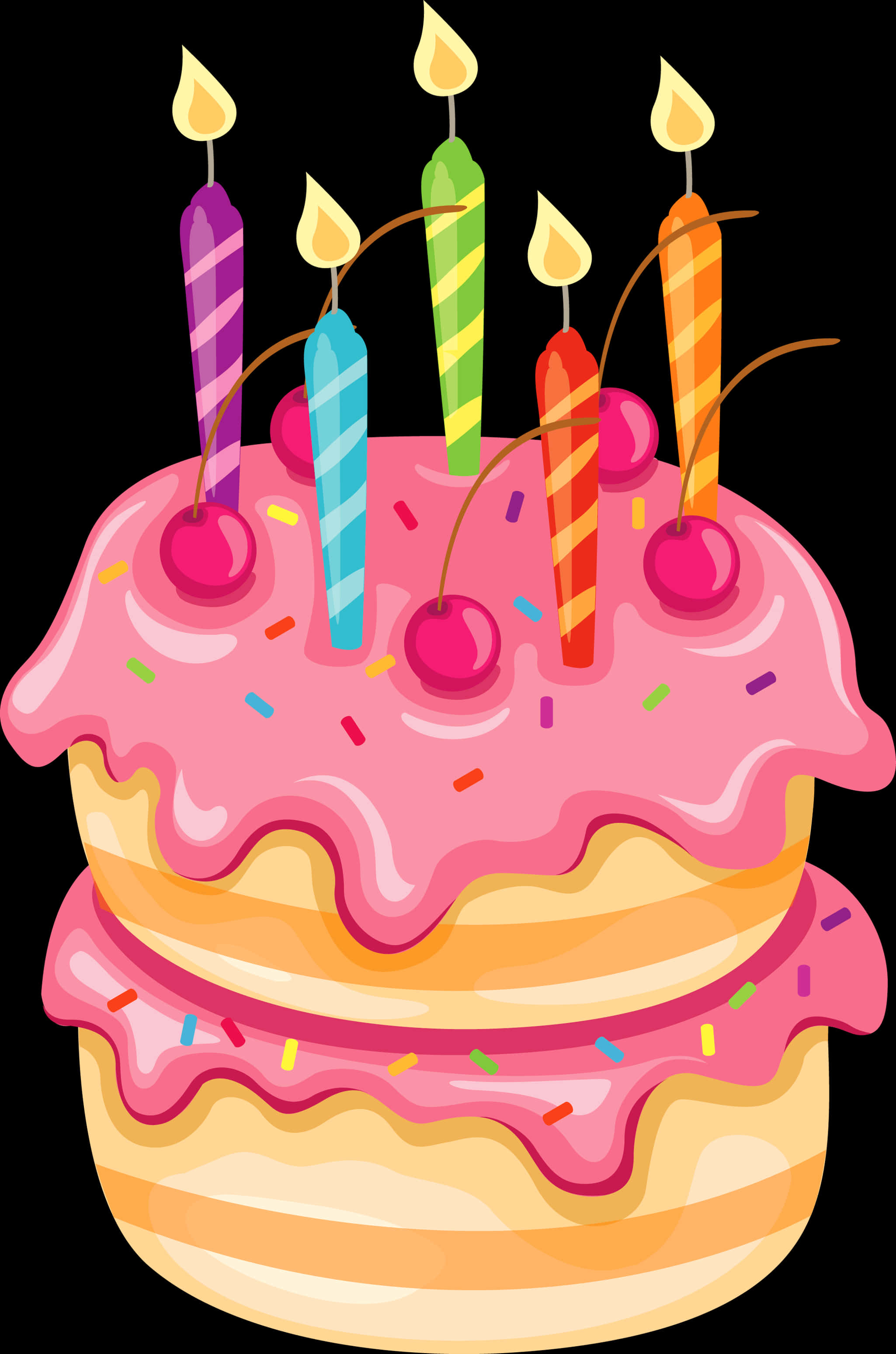 Colorful Birthday Cake Illustration PNG Image