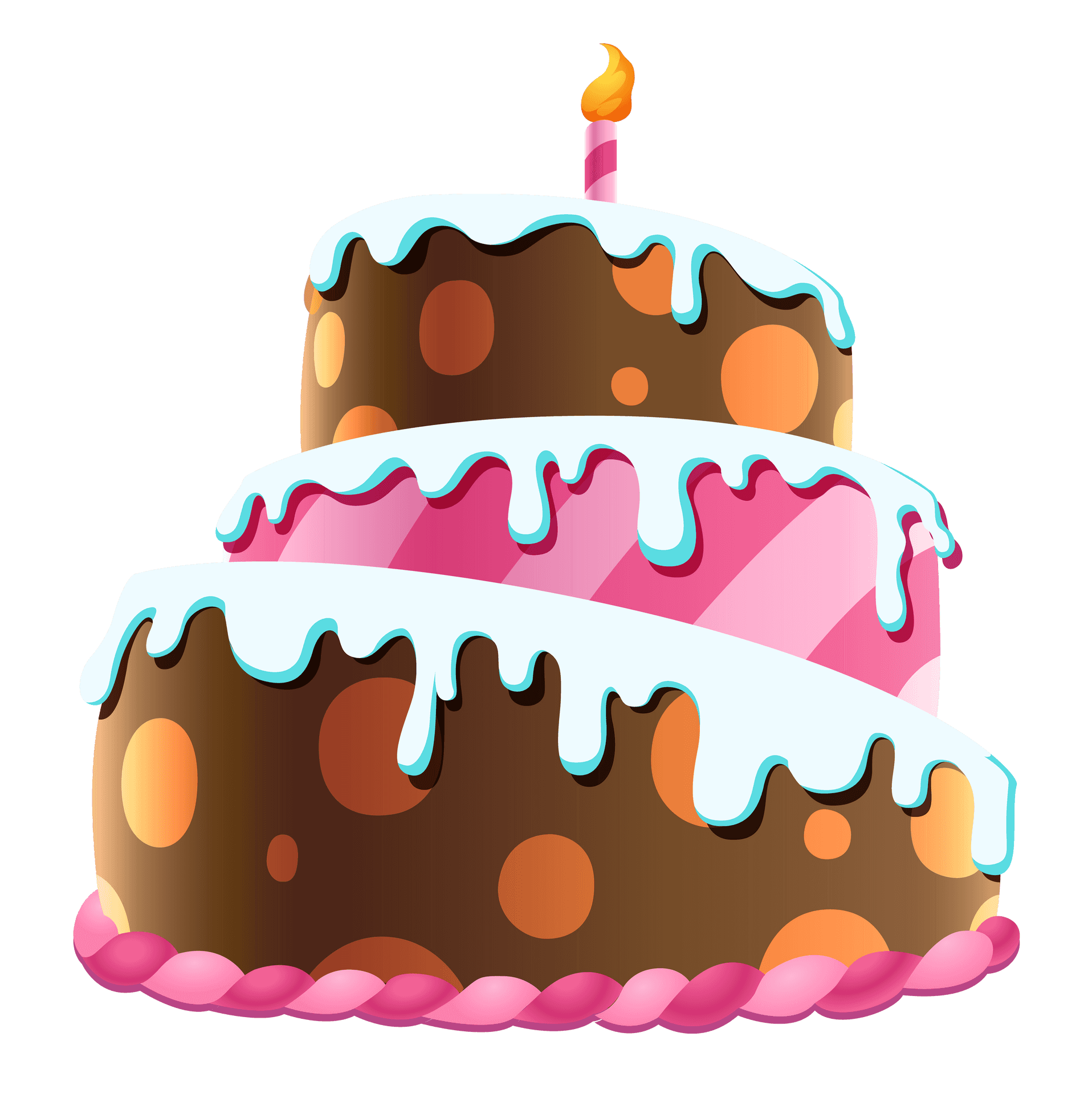 Colorful Birthday Cake Illustration PNG Image