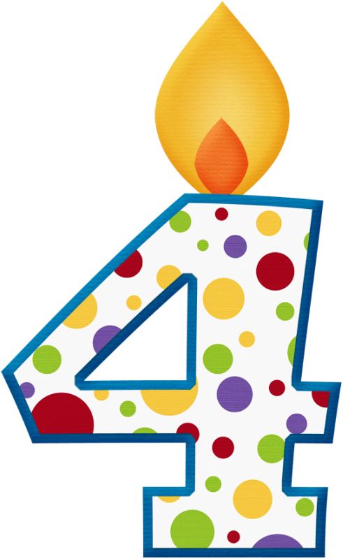 Colorful Birthday Candle Number4 PNG Image