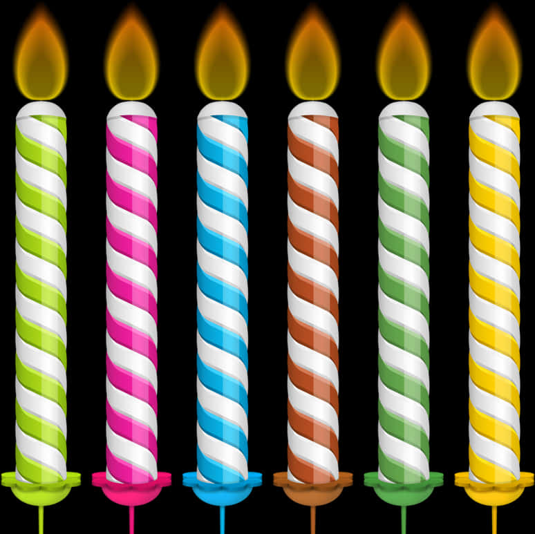 Colorful Birthday Candles Illustration PNG Image