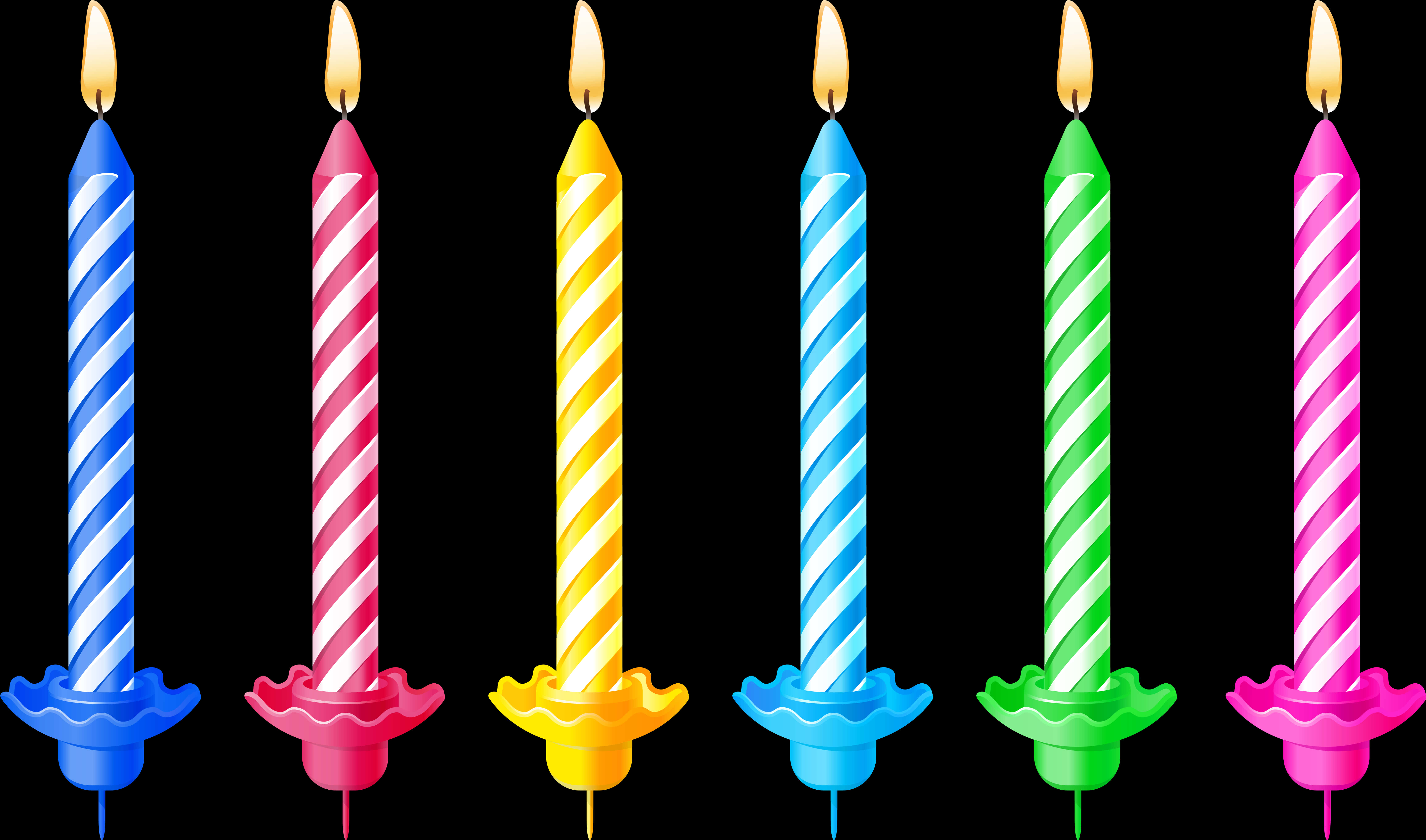 Colorful Birthday Candles Vector PNG Image