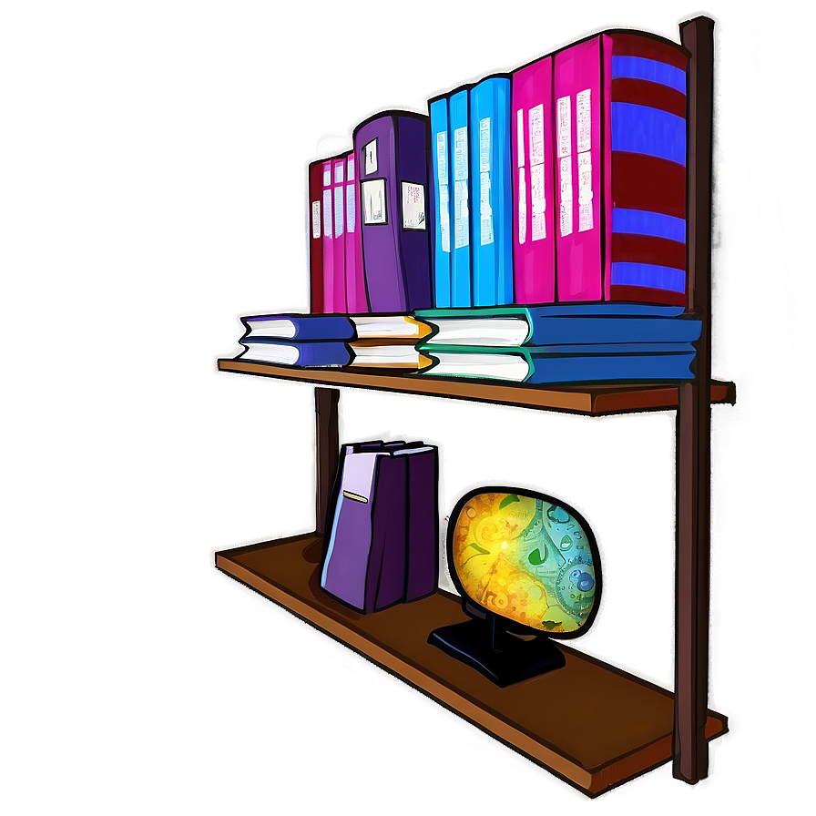 Colorful Books On Shelf Png Lbd PNG Image