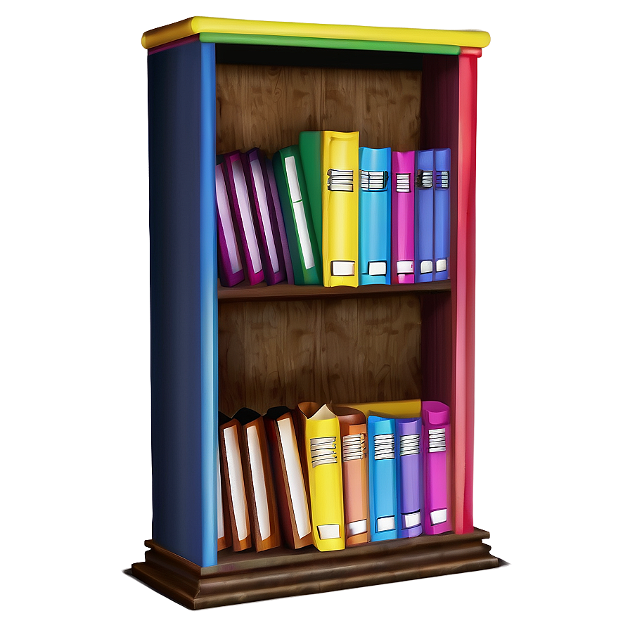 Colorful Books On Shelf Png Vak6 PNG Image