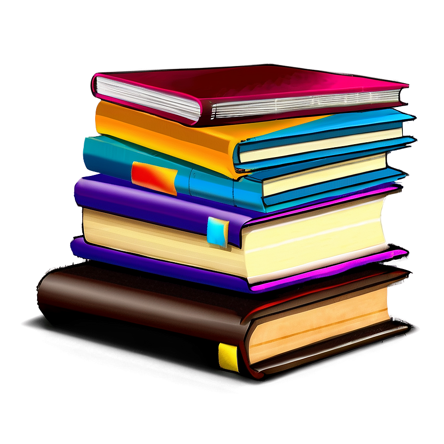 Colorful Books Stack Png 06132024 PNG Image