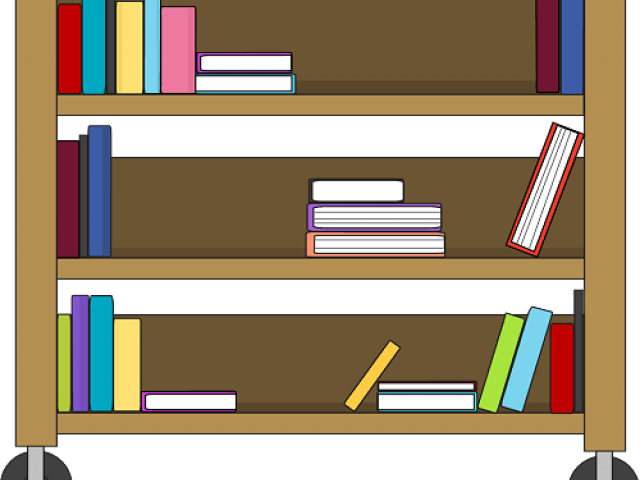 Colorful Bookshelf Cartoon PNG Image