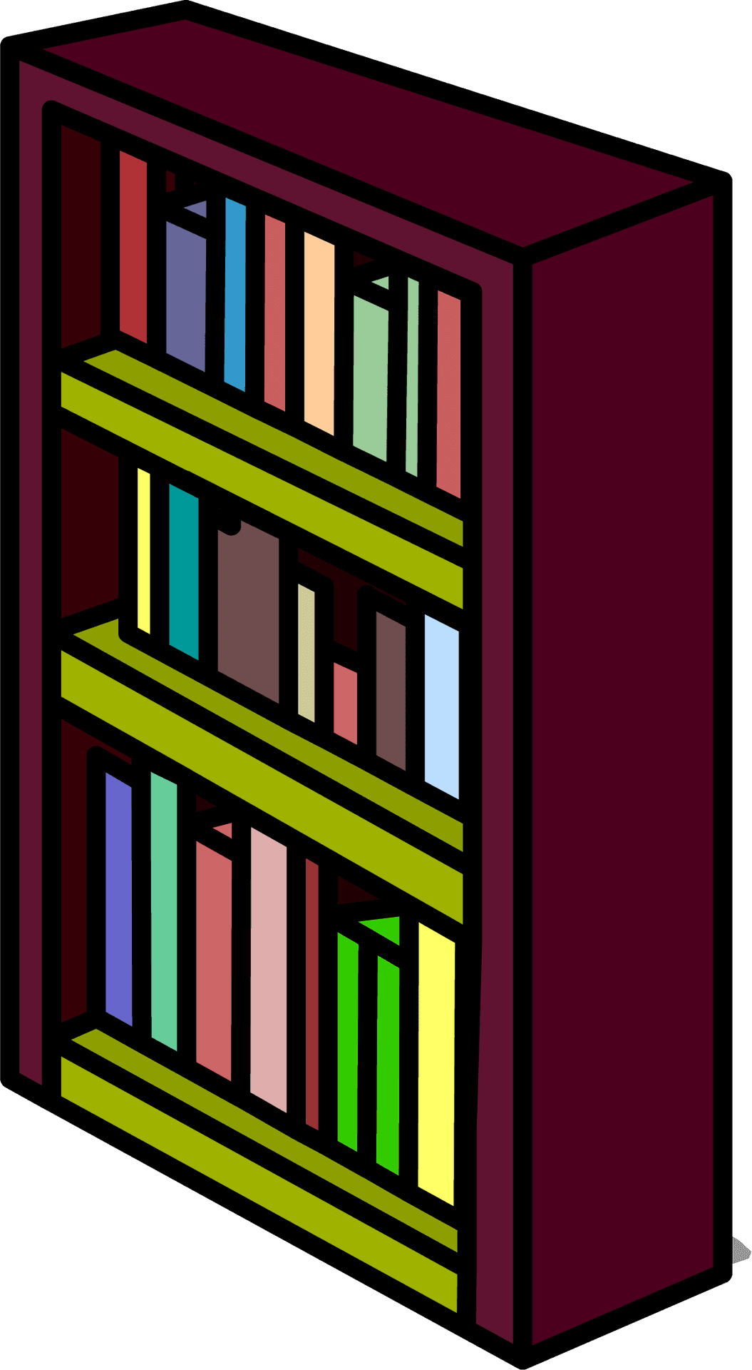 Colorful Bookshelf Vector PNG Image