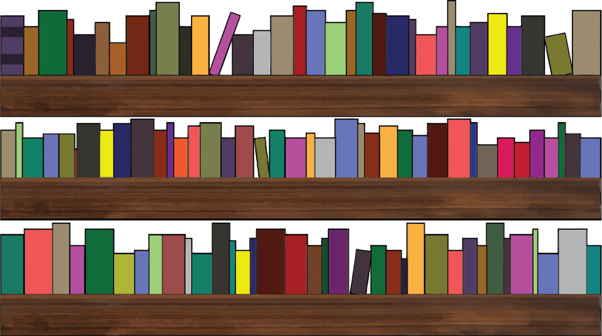 Colorful Bookshelf Vector PNG Image