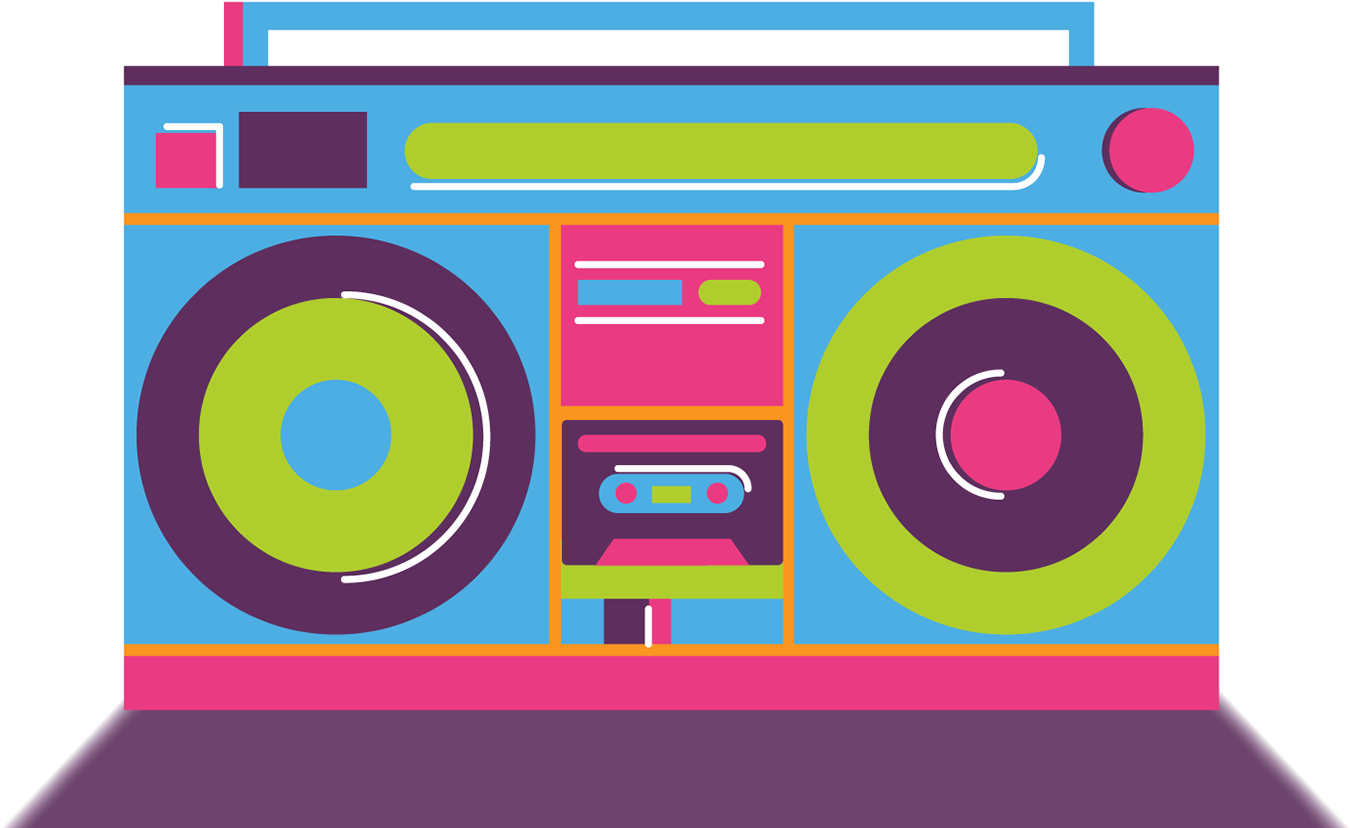 Colorful Boombox Illustration PNG Image