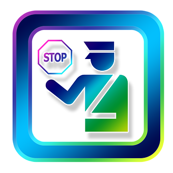 Colorful Border Stop Sign Icon PNG Image