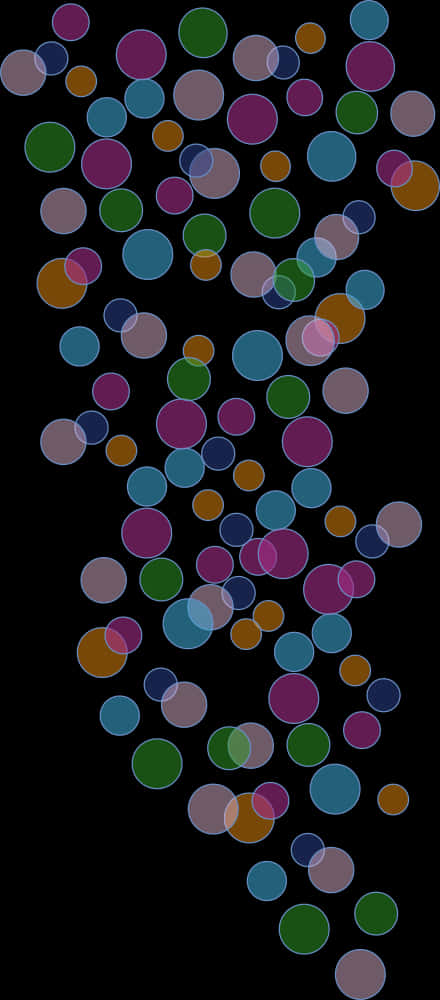 Colorful Bubbleson Black Background PNG Image