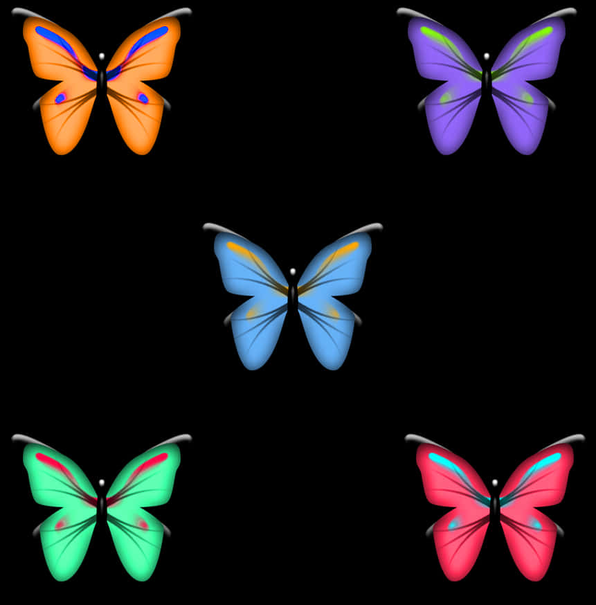 Colorful Butterfly Collection Transparent Background PNG Image