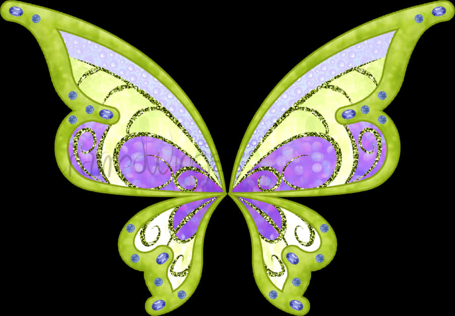 Colorful Butterfly Wings Artwork PNG Image