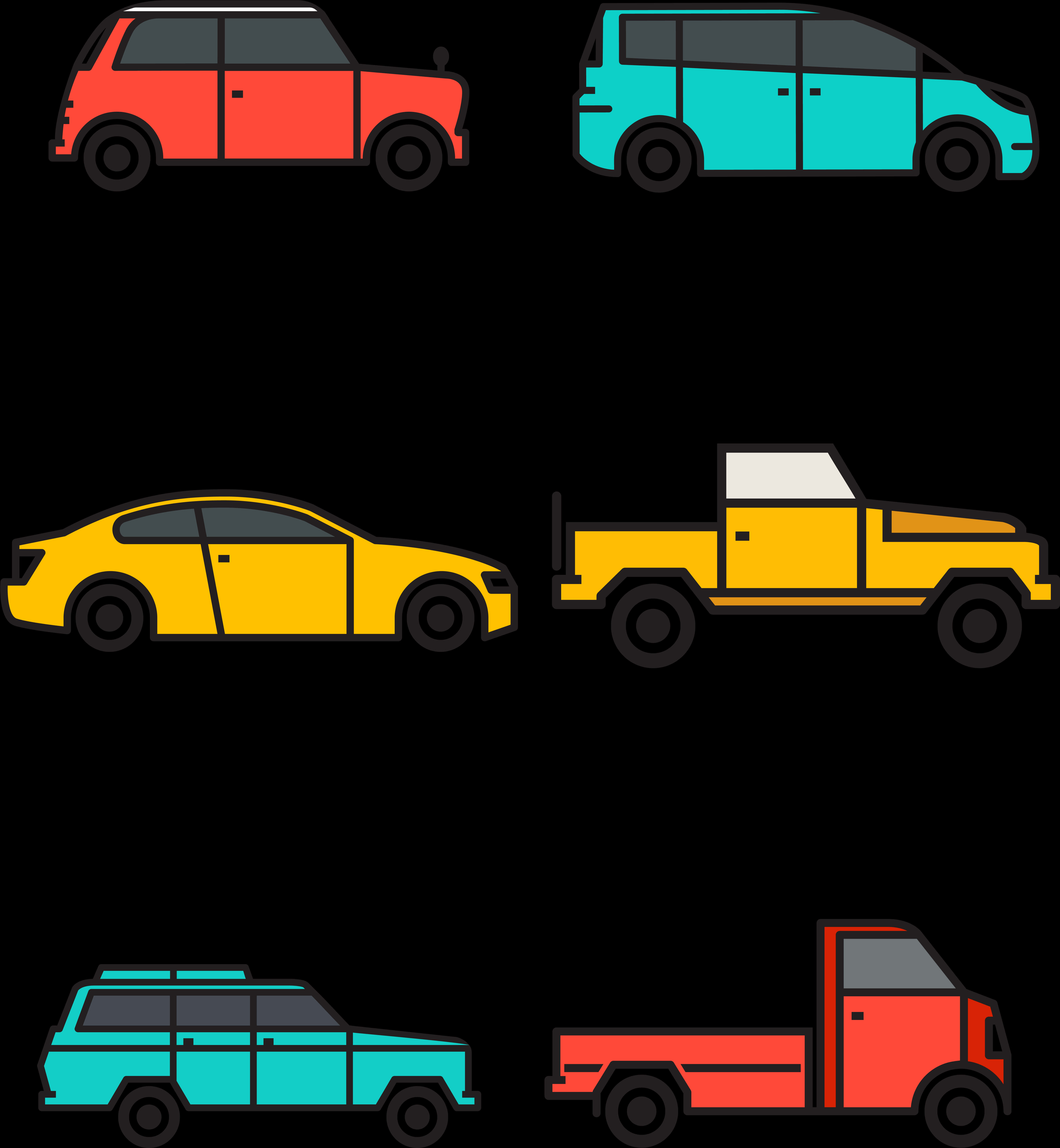 Colorful Car Vectors Set PNG Image