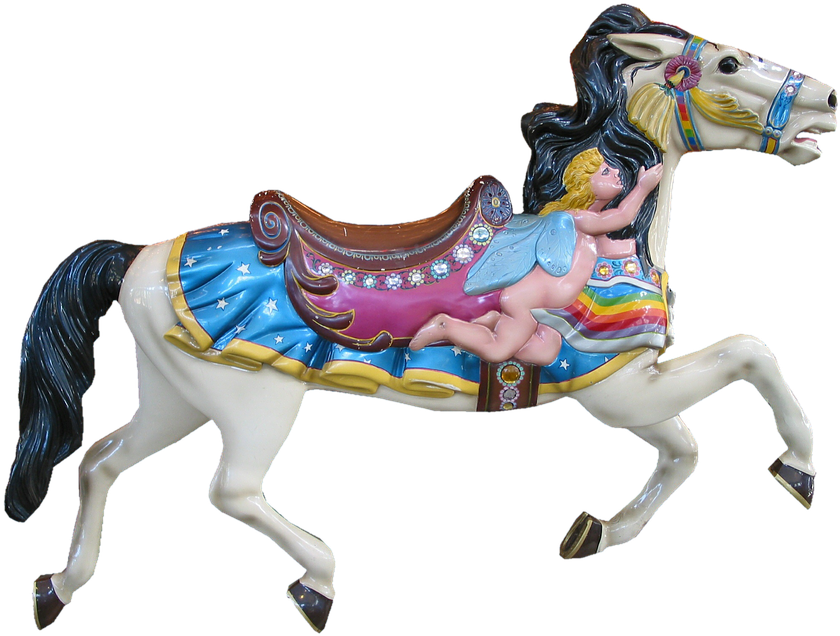 Colorful Carousel Horsewith Fairy Figure PNG Image