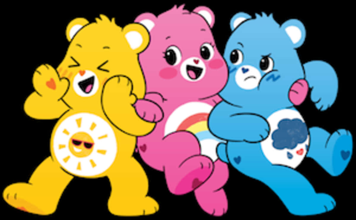 Colorful_ Cartoon_ Bears_ Black_ Background PNG Image