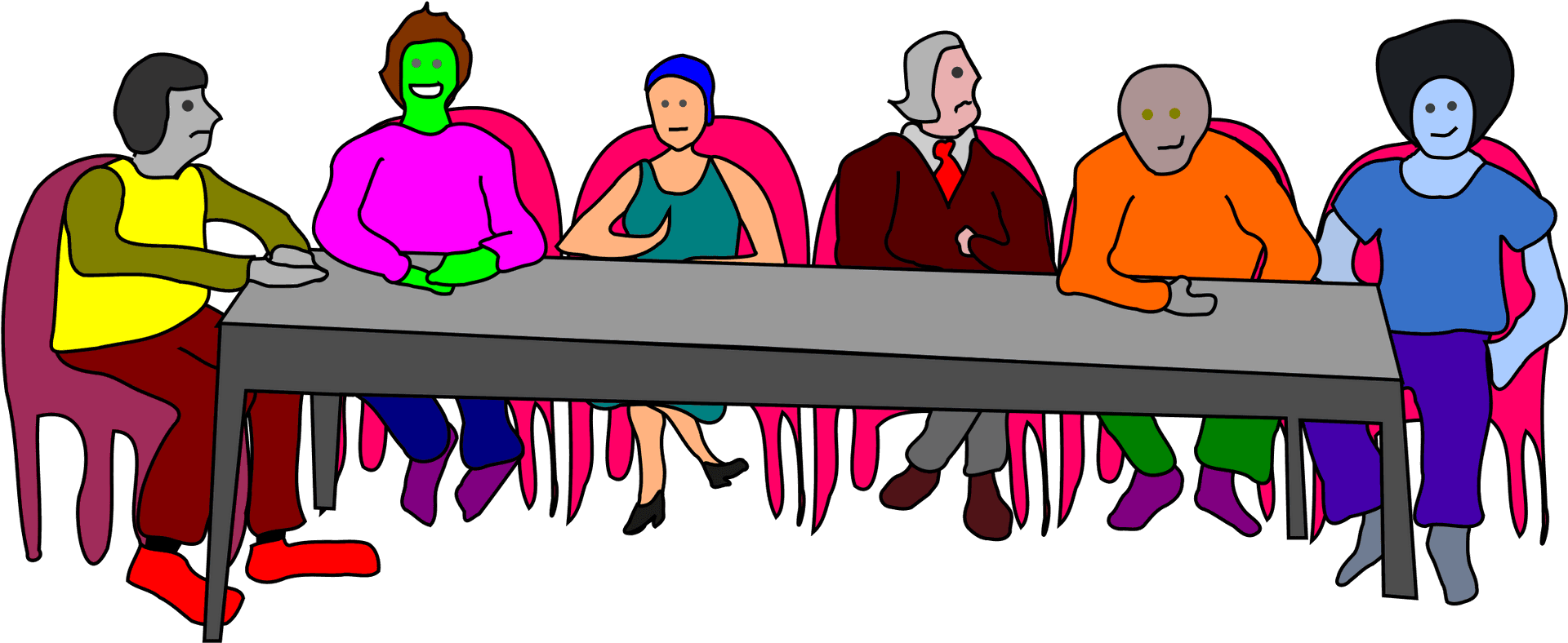 Colorful Cartoon Business Meeting PNG Image