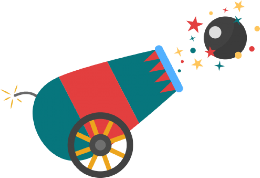 Colorful Cartoon Cannon Firing PNG Image