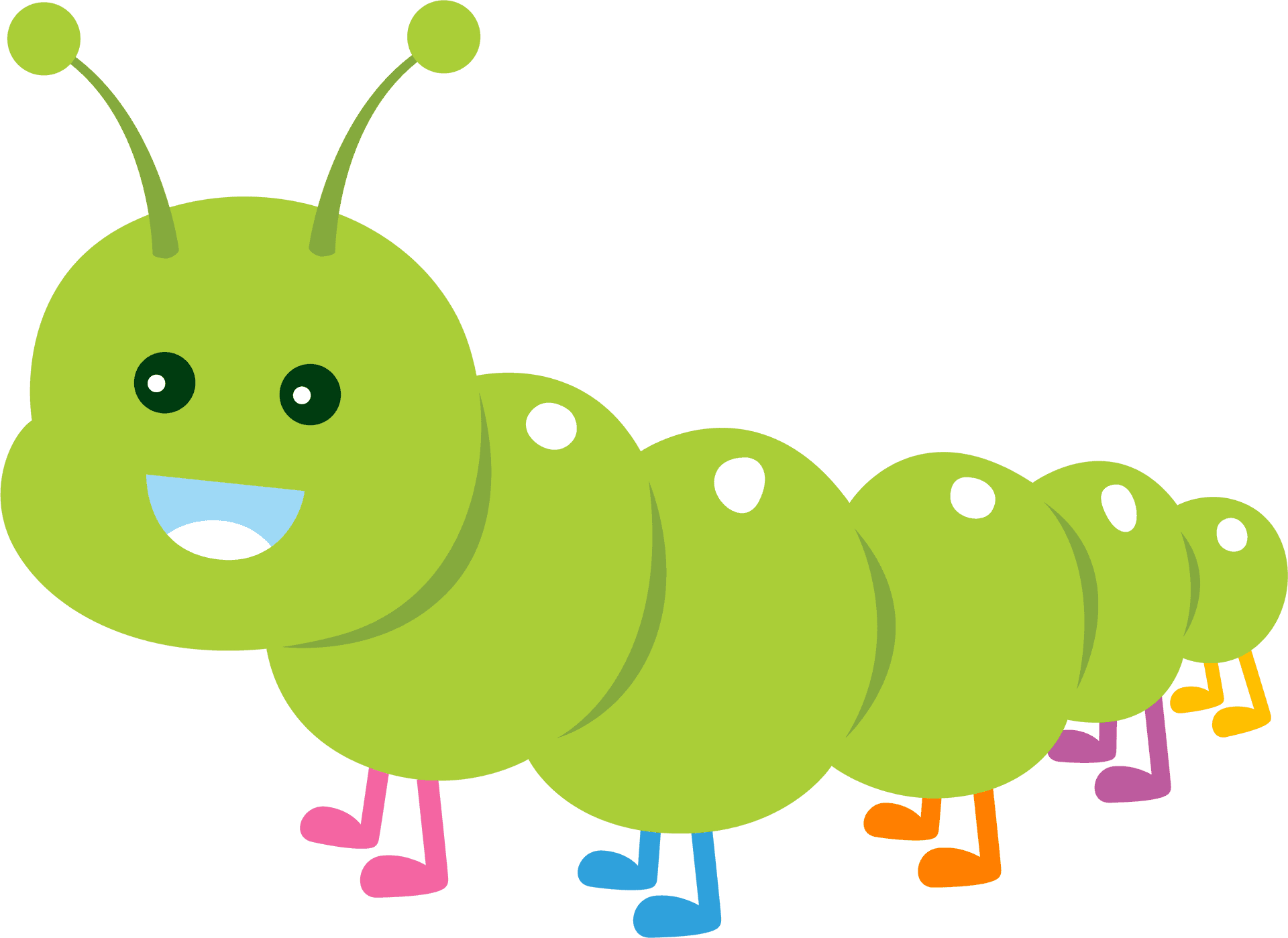 Colorful Cartoon Caterpillar PNG Image