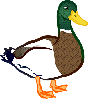 Colorful Cartoon Duck Illustration PNG Image