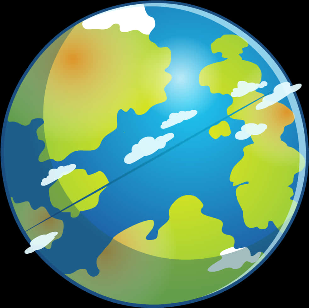 Colorful Cartoon Earth Globe PNG Image