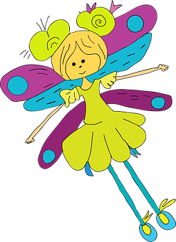 Colorful Cartoon Fairy Illustration PNG Image